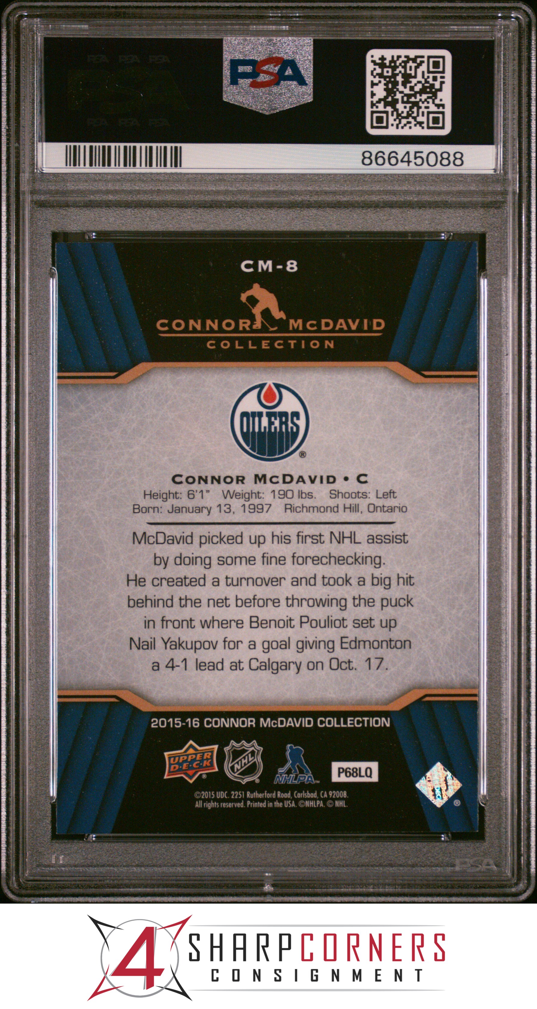 2015 UPPER DECK CONNOR McDAVID COLLECTION #CM-8 RC PSA 10 - Picture 8 of 10