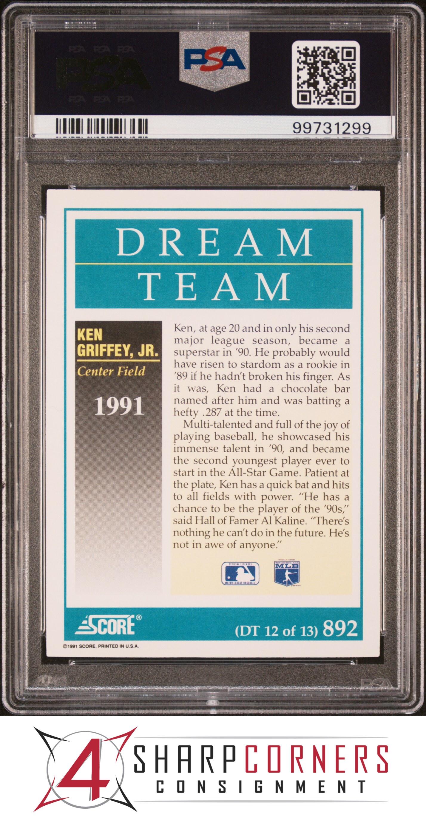 1991 SCORE #892 KEN GRIFFEY JR. DREAM TEAM MARINERS HOF PSA 10 - Picture 28 of 64