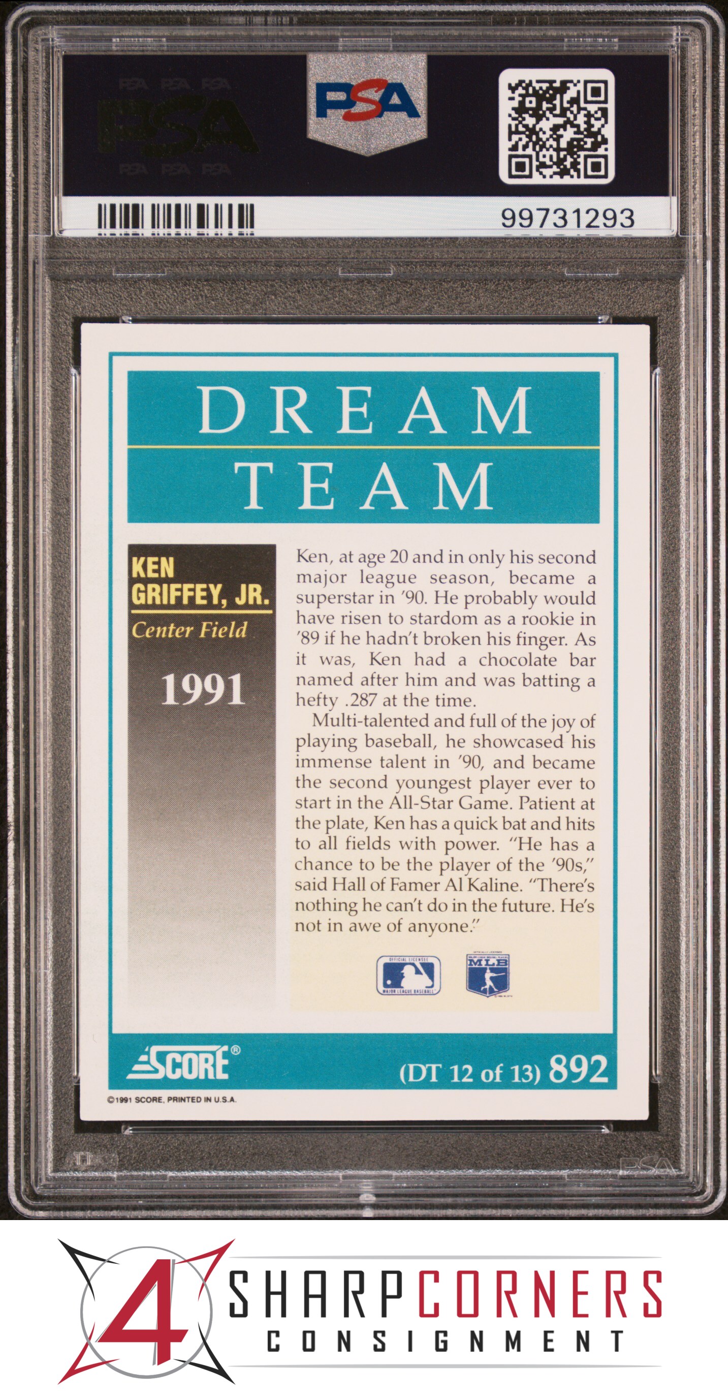 1991 SCORE #892 KEN GRIFFEY JR. DREAM TEAM MARINERS HOF PSA 10 - Picture 32 of 64