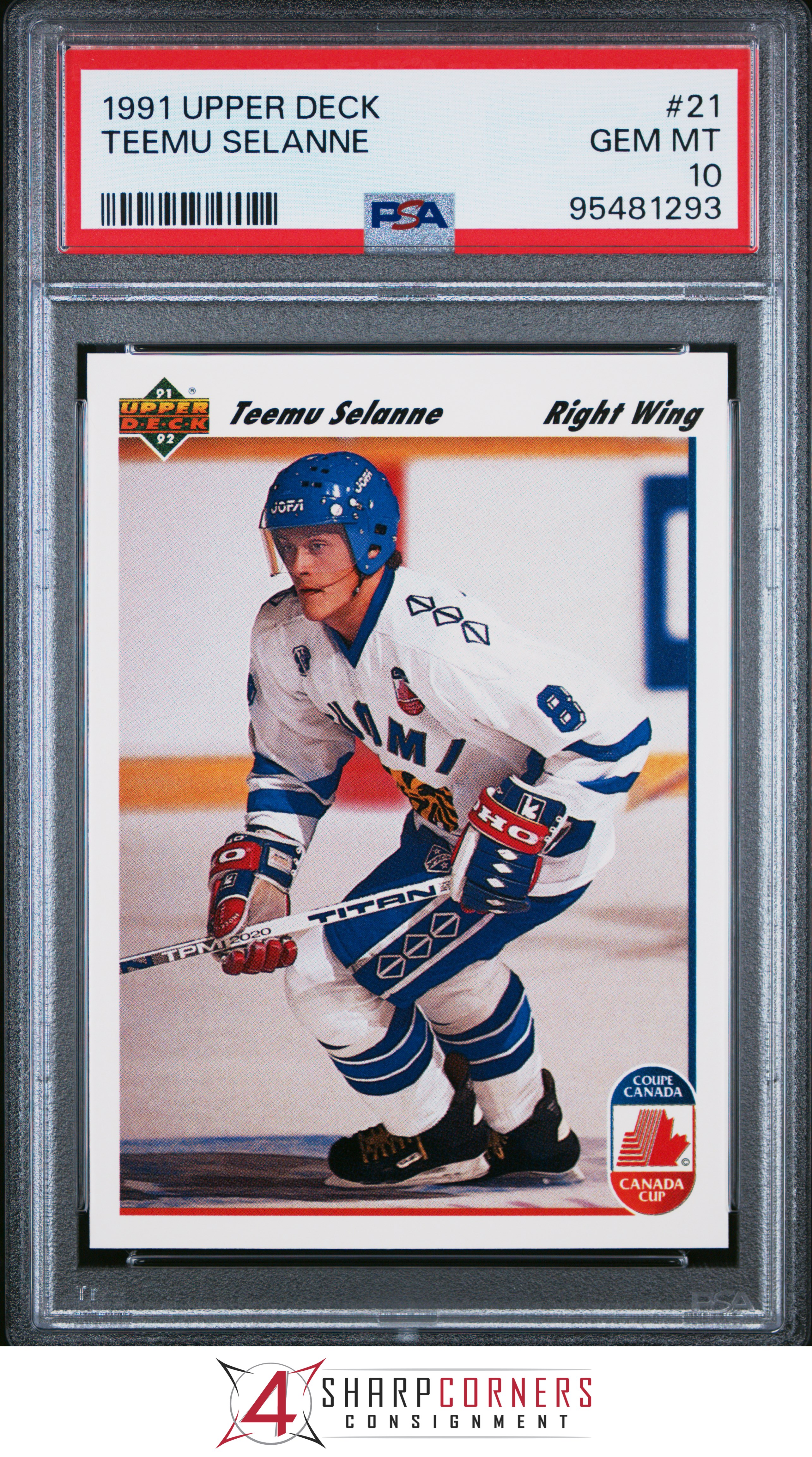 1991 UPPER DECK #21 TEEMU SELANNE RC HOF PSA 10 - Foto 3 di 12