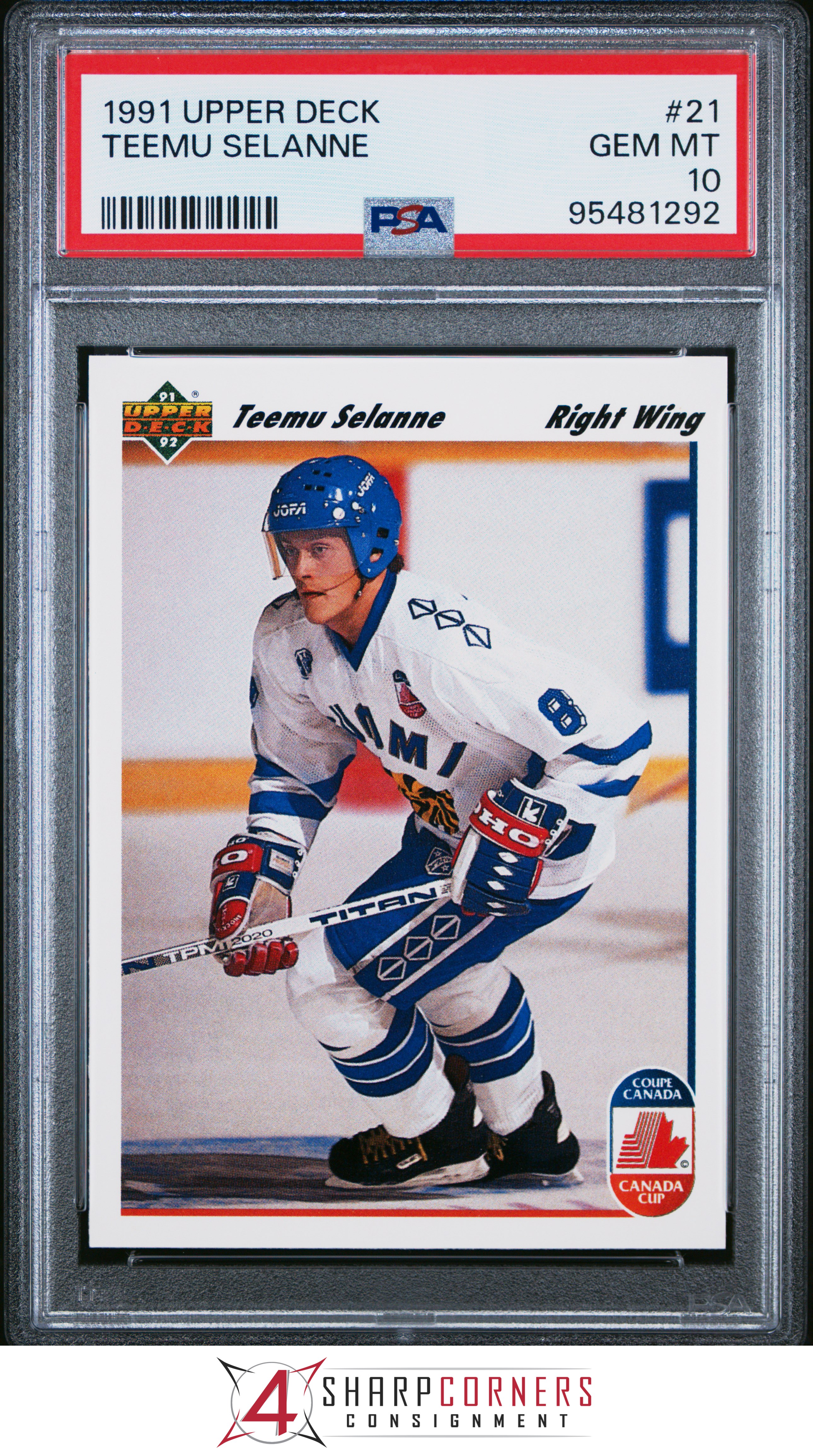 1991 UPPER DECK #21 TEEMU SELANNE RC HOF PSA 10 - Foto 5 di 12