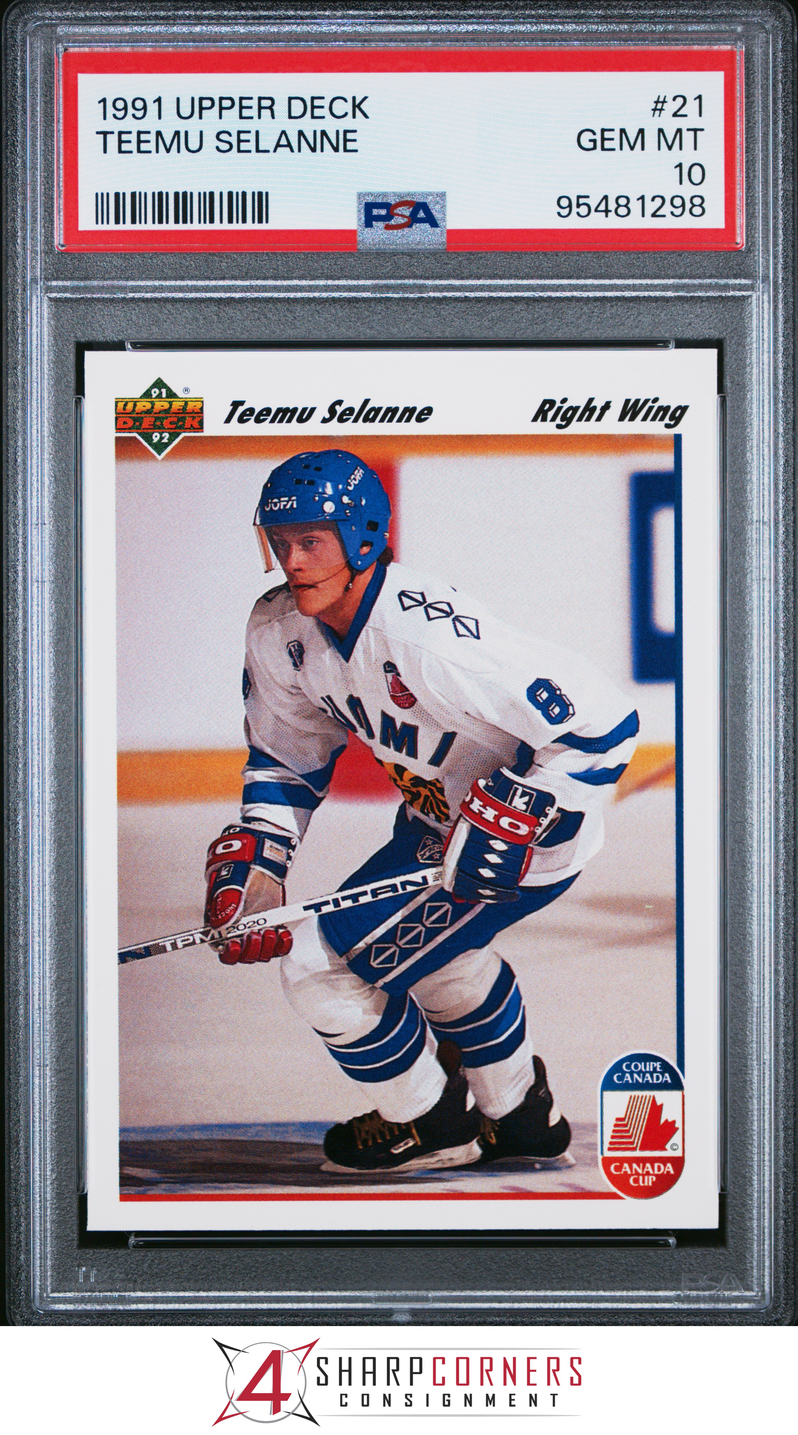 1991 UPPER DECK #21 TEEMU SELANNE RC HOF PSA 10 - Foto 7 di 12