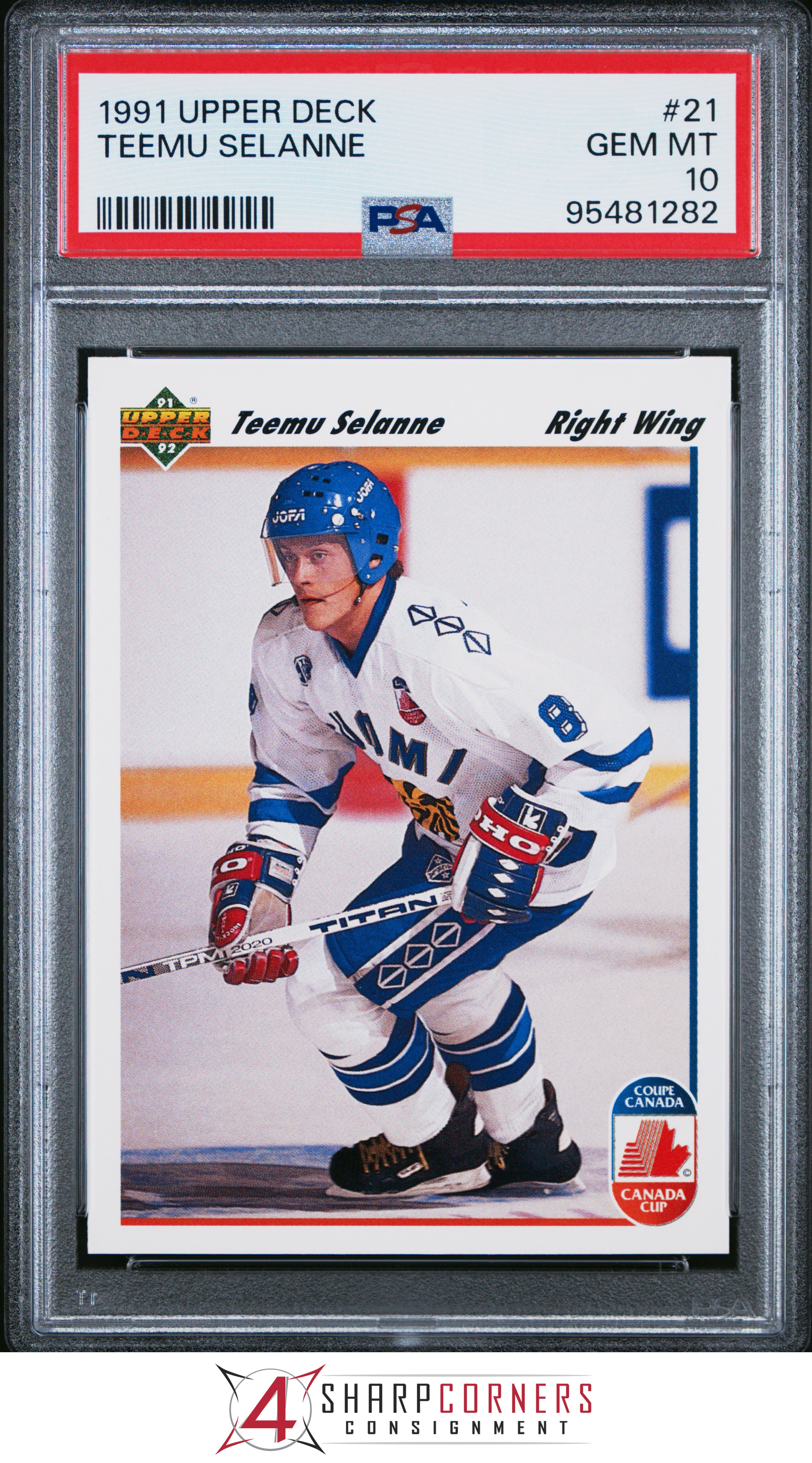 1991 UPPER DECK #21 TEEMU SELANNE RC HOF PSA 10 - Foto 11 di 12