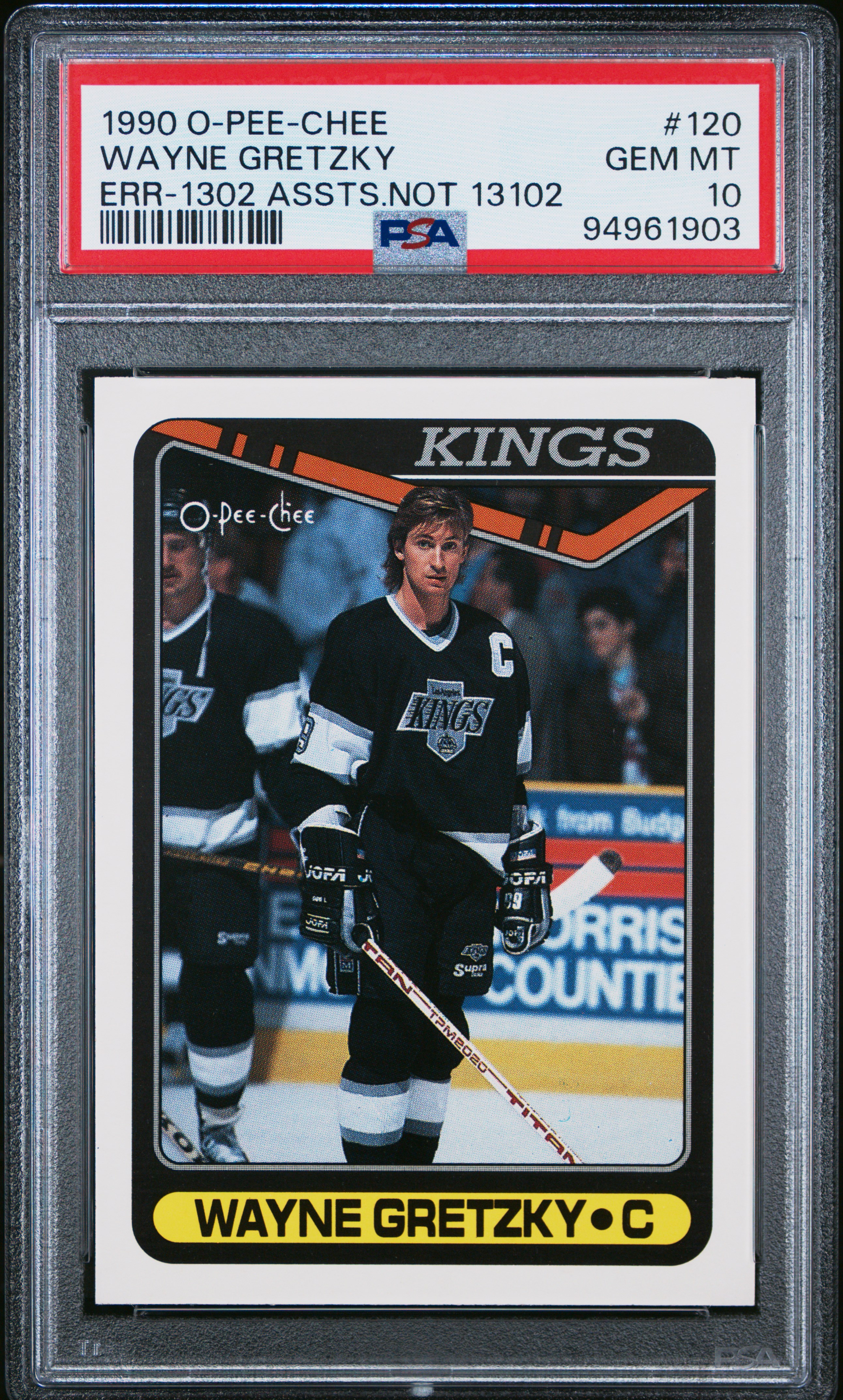 1990 O-PEE-CHEE #120 WAYNE GRETZKY ERR 1302 ASSIST NOT 13102 PSA 10 - Picture 27 of 28