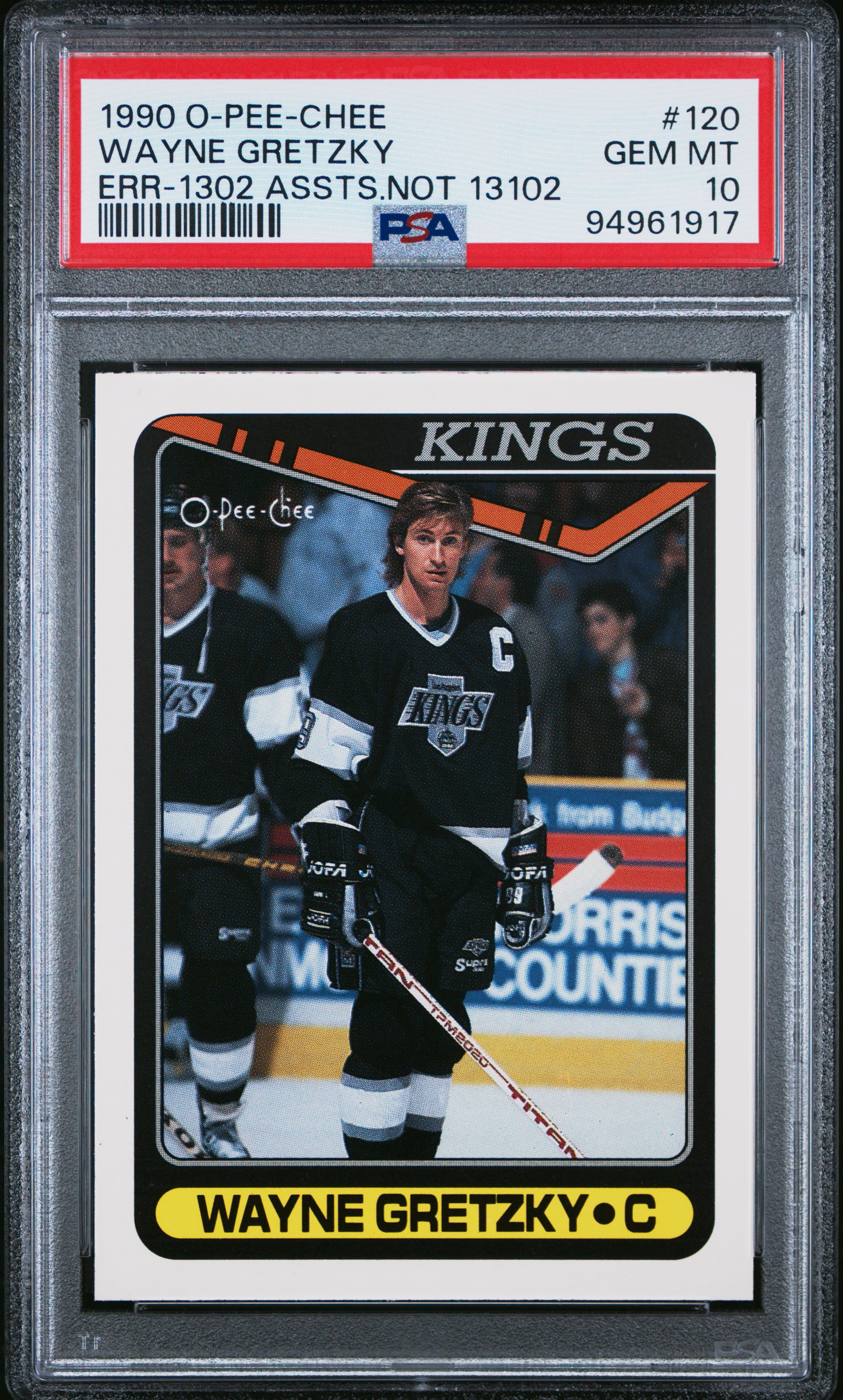 1990 O-PEE-CHEE #120 WAYNE GRETZKY ERR 1302 ASSIST NOT 13102 PSA 10 - Picture 21 of 28