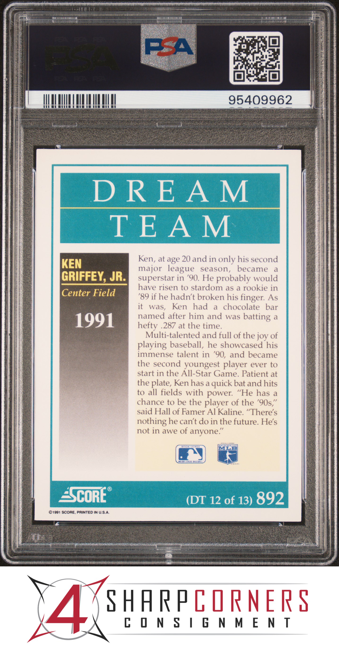 1991 SCORE #892 KEN GRIFFEY JR. DREAM TEAM MARINERS HOF PSA 10 - Picture 10 of 64