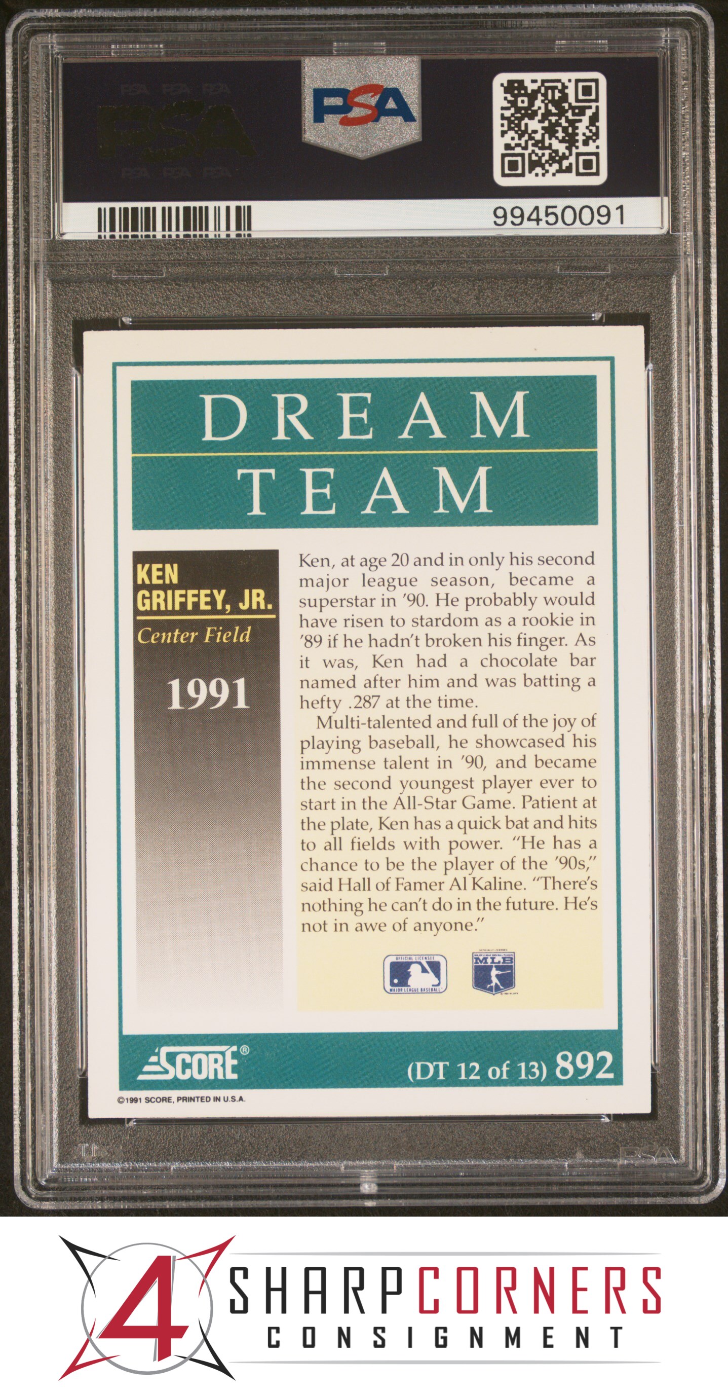 1991 SCORE #892 KEN GRIFFEY JR. DREAM TEAM MARINERS HOF PSA 10 - Picture 26 of 64
