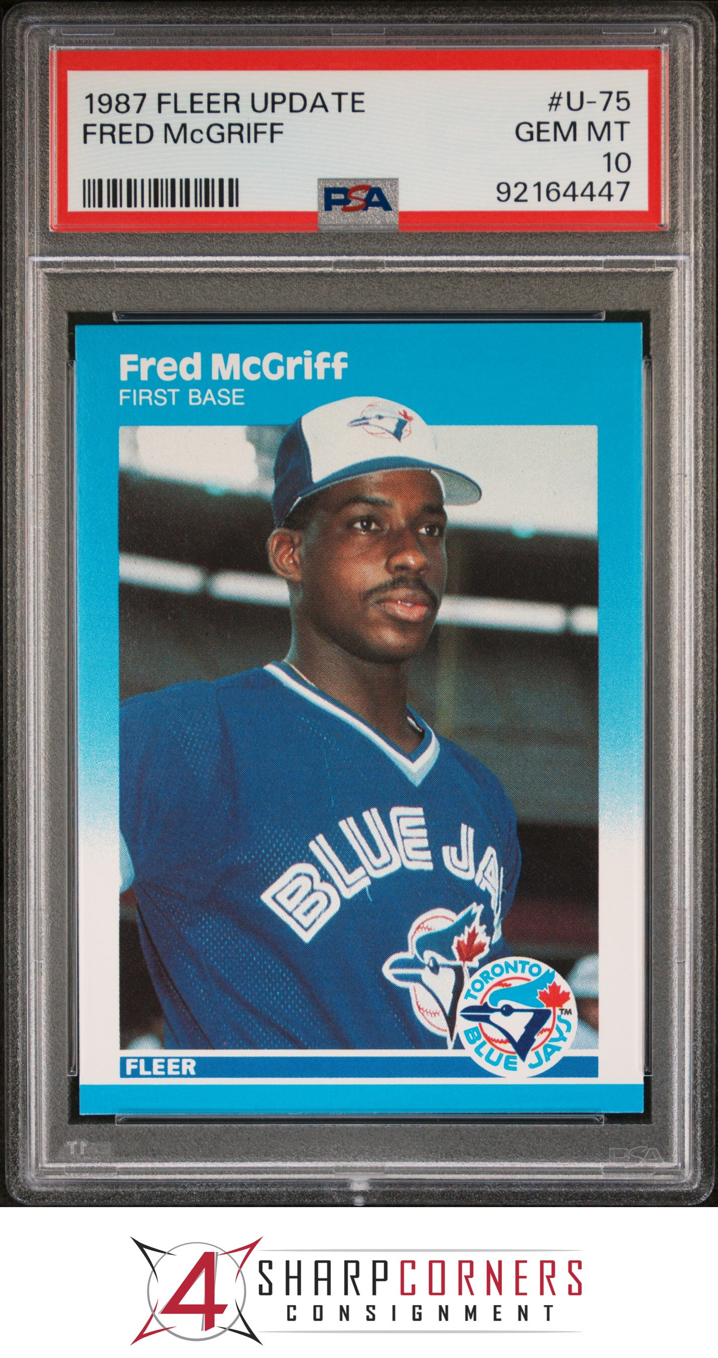 1987 FLEER UPDATE #U-75 FRED McGRIFF BLUE JAYS HOF PSA 10