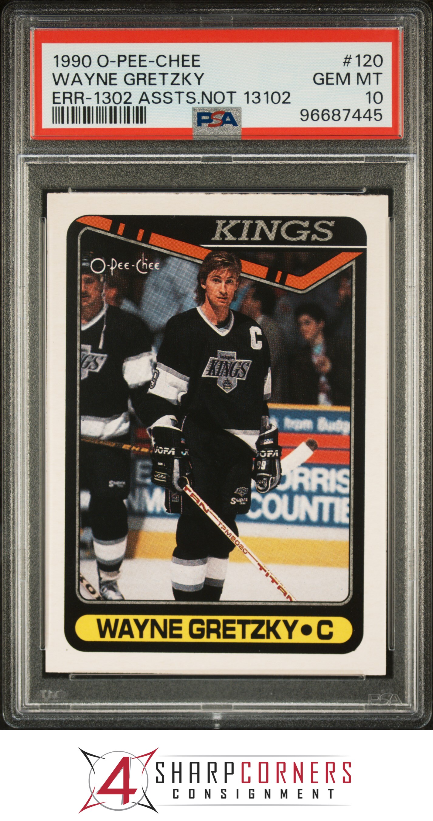 1990 O-PEE-CHEE #120 WAYNE GRETZKY ERR 1302 ASSIST NOT 13102 PSA 10 - Picture 13 of 28