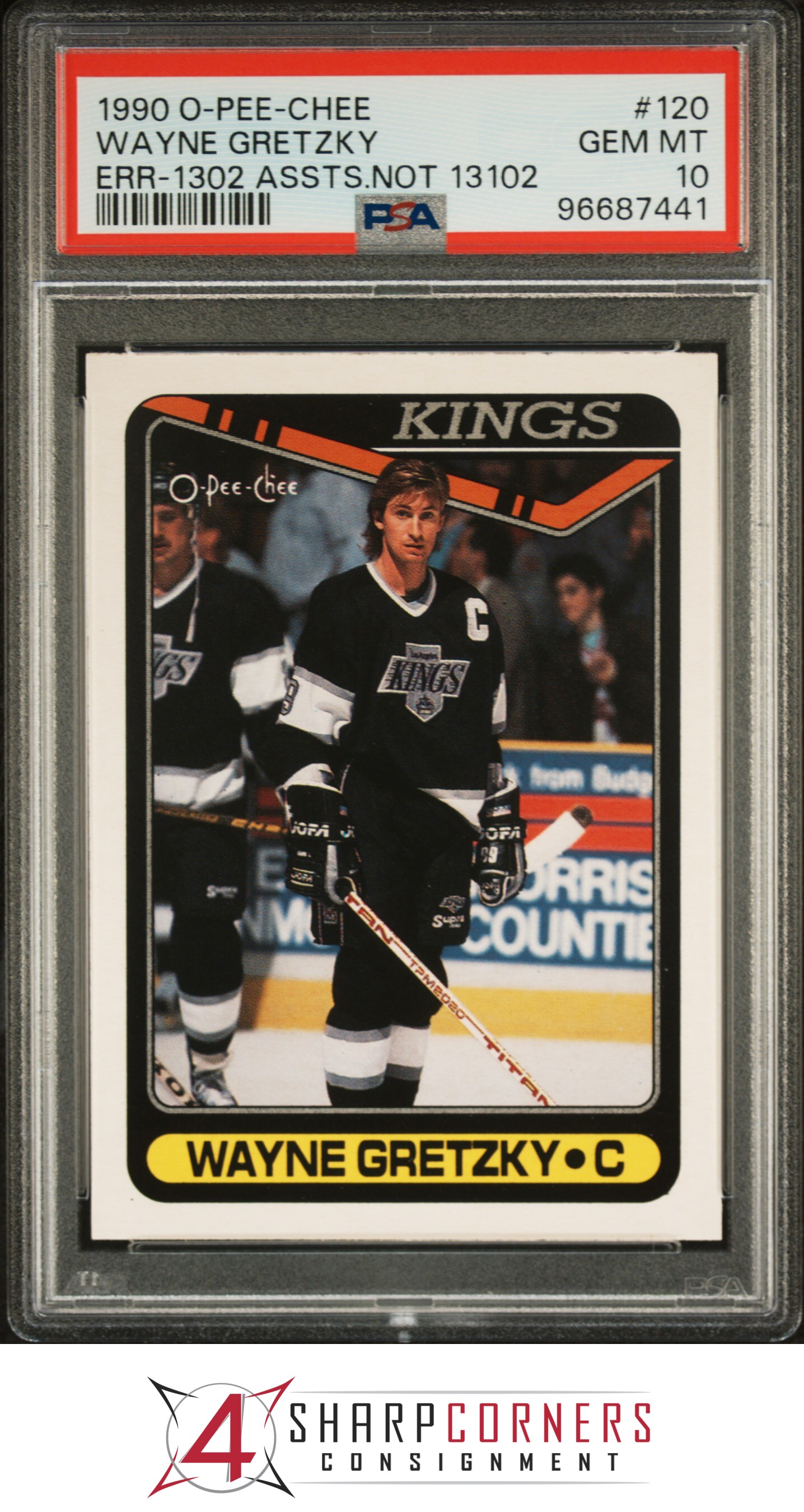 1990 O-PEE-CHEE #120 WAYNE GRETZKY ERR 1302 ASSIST NOT 13102 PSA 10 - Picture 15 of 28