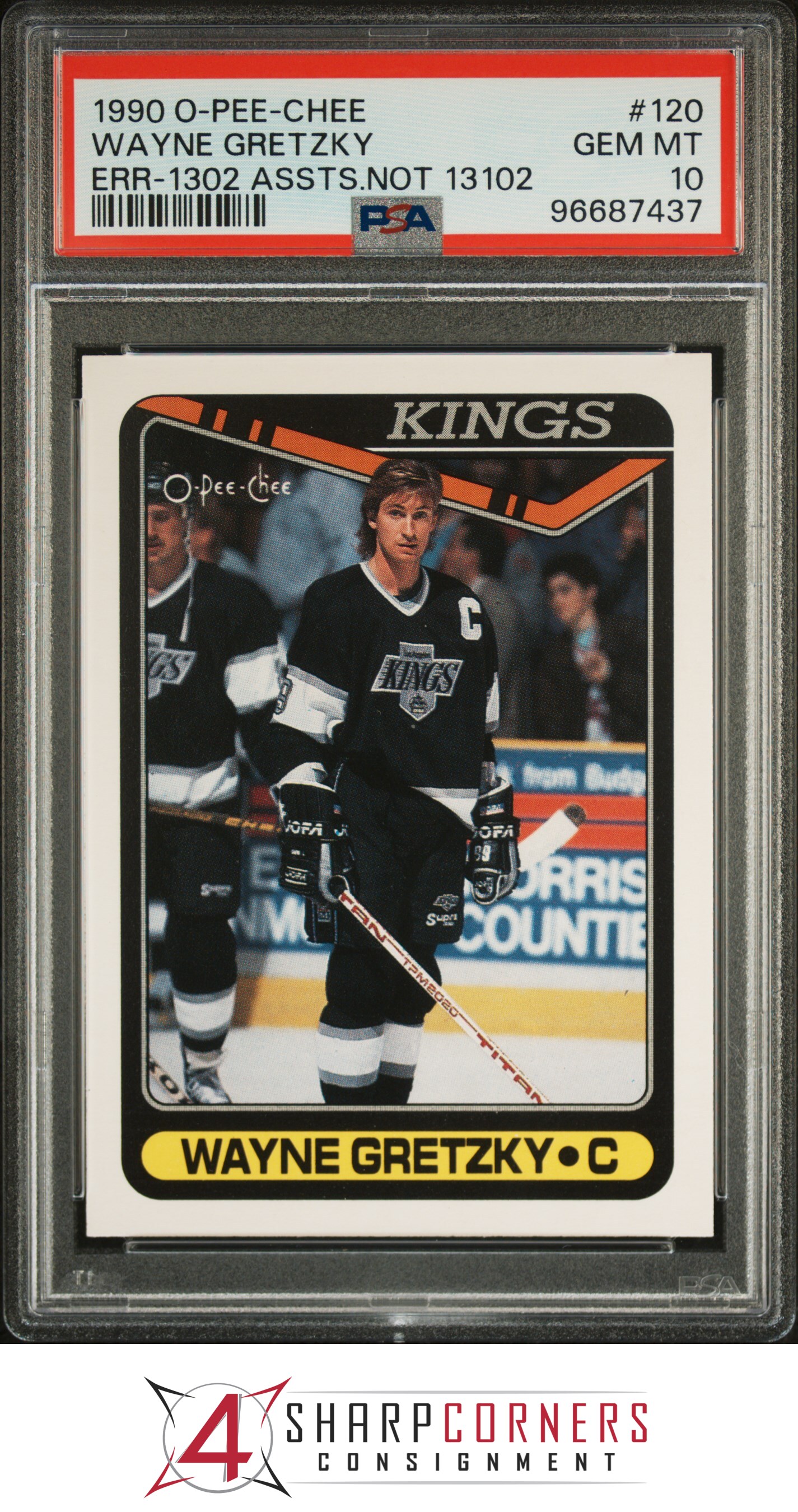 1990 O-PEE-CHEE #120 WAYNE GRETZKY ERR 1302 ASSIST NOT 13102 PSA 10 - Picture 23 of 28