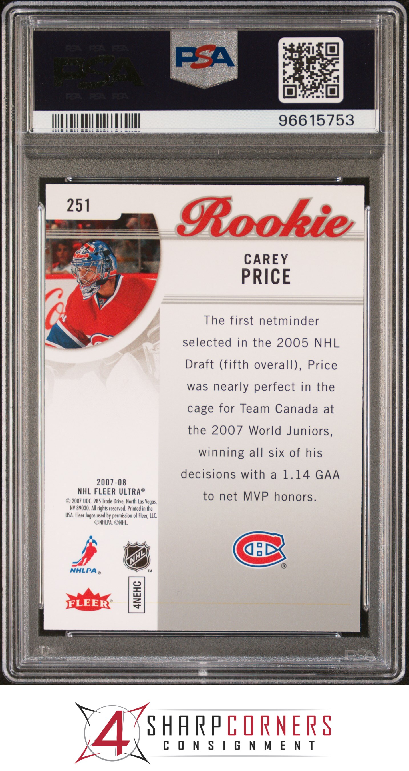 Ultra #251 Carey Price RC 2007 PSA 9 - Imagen 4 de 12