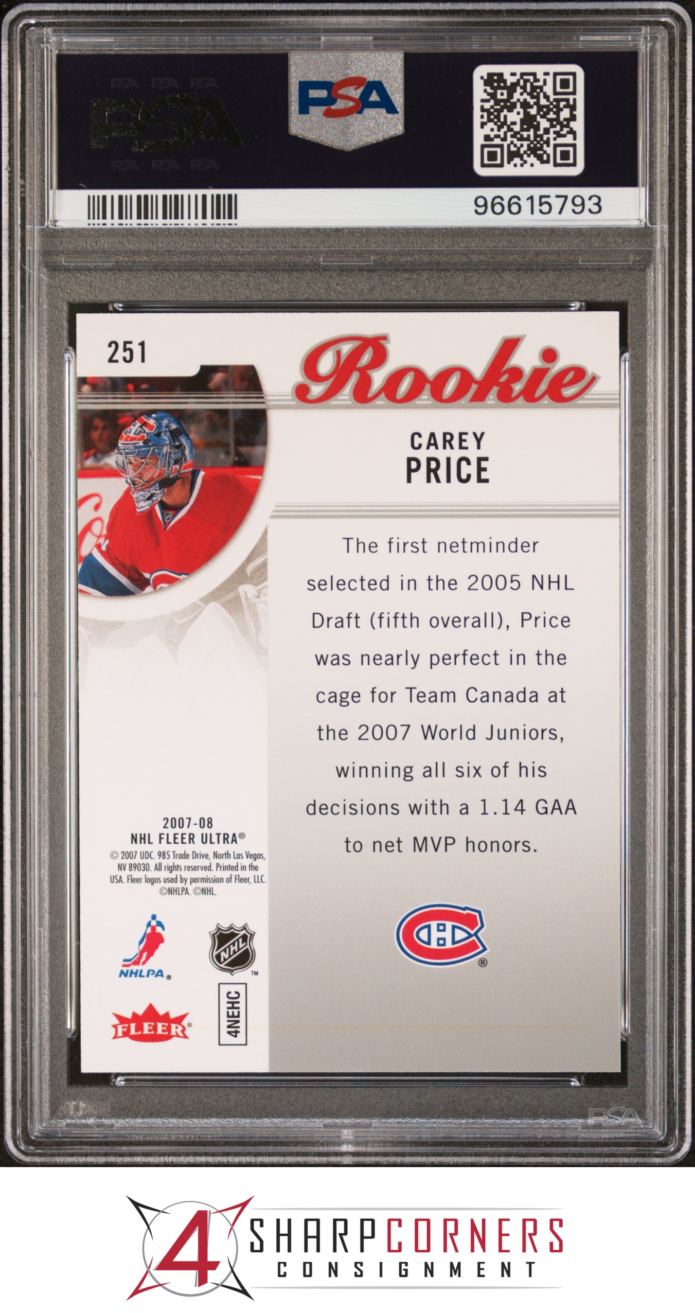 Ultra #251 Carey Price RC 2007 PSA 9 - Imagen 8 de 12