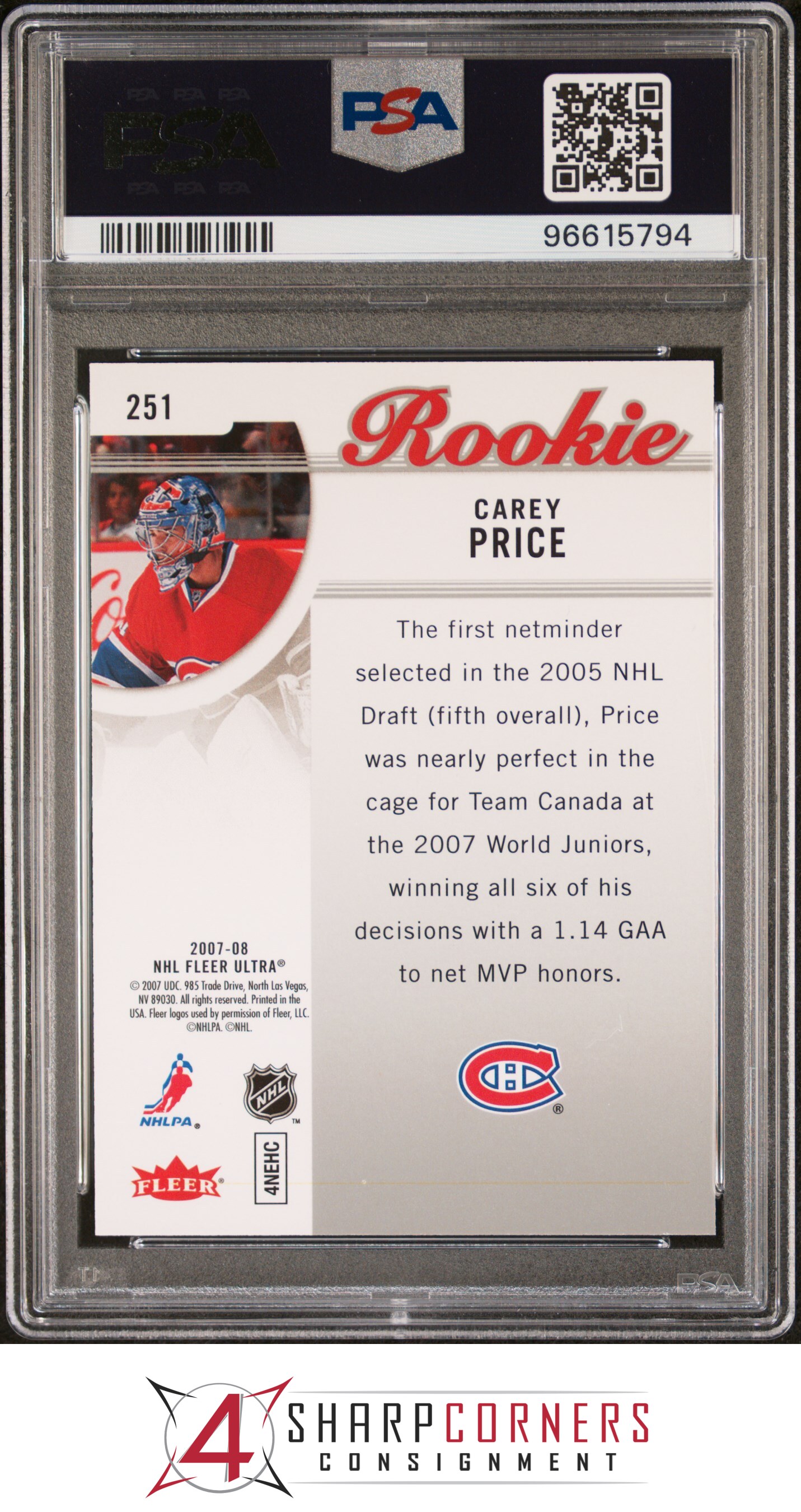 Ultra #251 Carey Price RC 2007 PSA 9 - Imagen 10 de 12