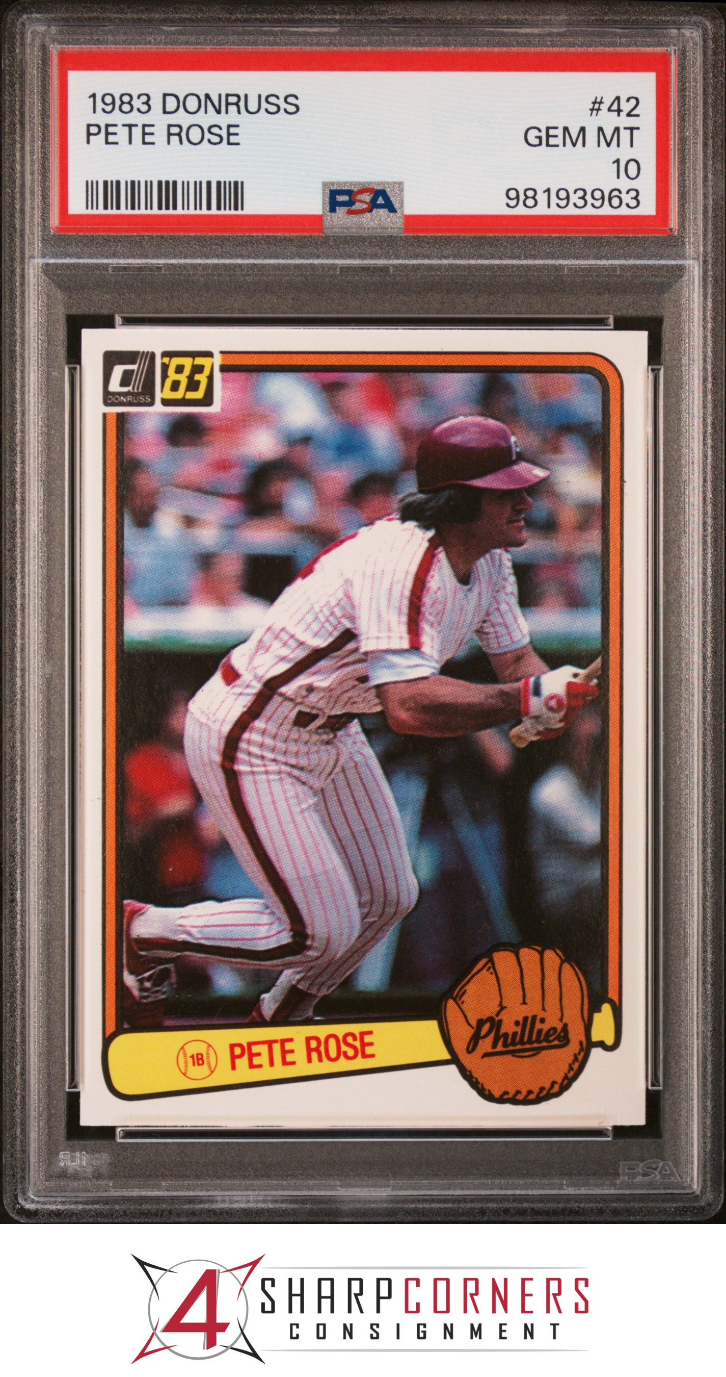 Donruss #42 Pete Rose Phillies 1983 PSA 10 - Imagen 9 de 16