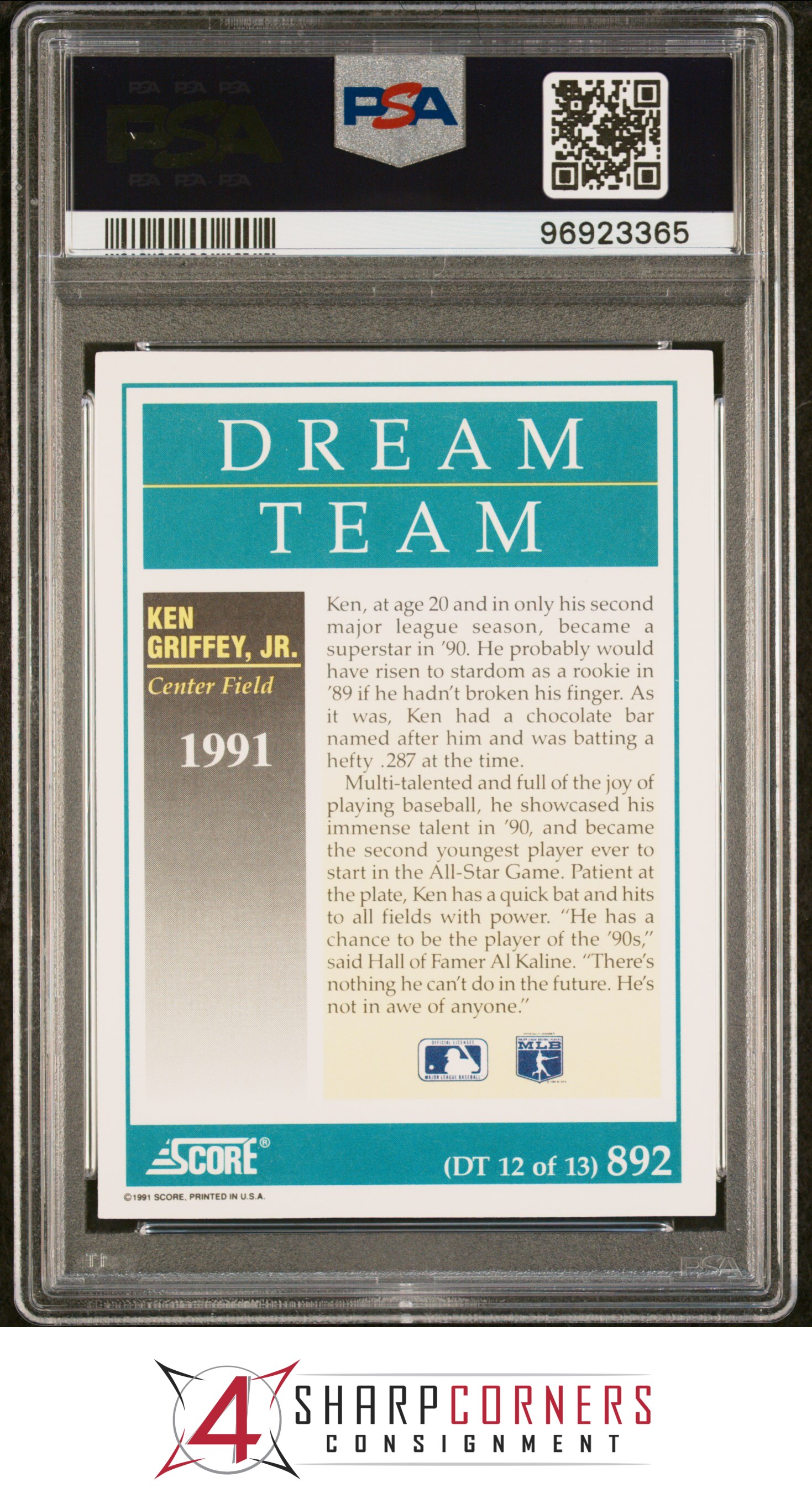1991 SCORE #892 KEN GRIFFEY JR. DREAM TEAM MARINERS HOF PSA 10 - Picture 18 of 64