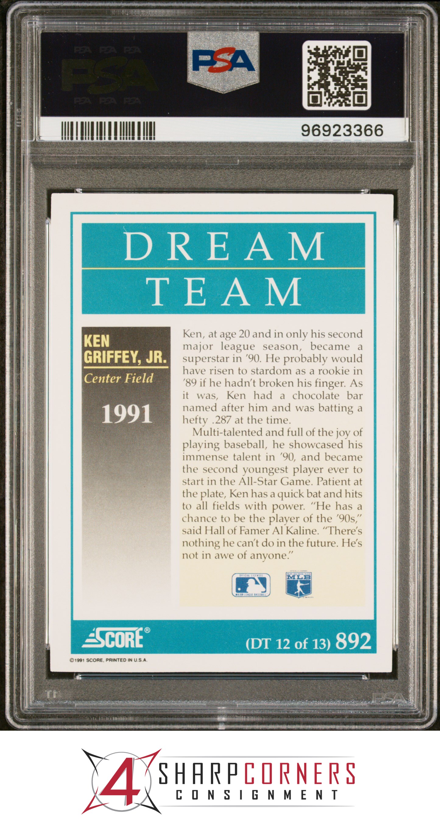 1991 SCORE #892 KEN GRIFFEY JR. DREAM TEAM MARINERS HOF PSA 10 - Picture 22 of 64