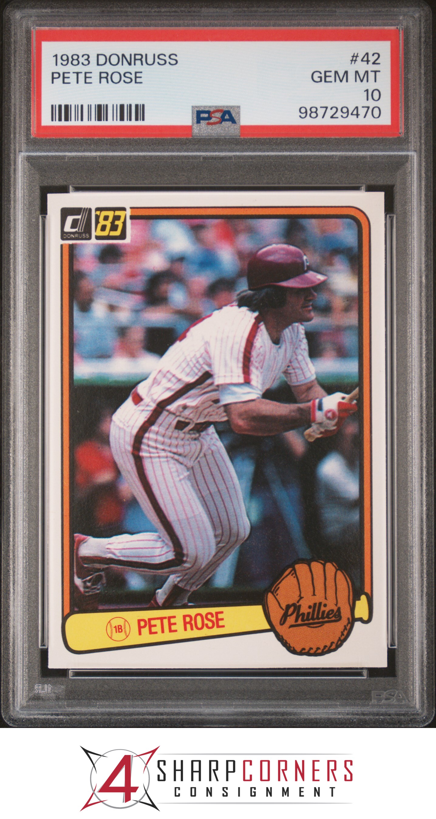 Donruss #42 Pete Rose Phillies 1983 PSA 10 - Imagen 15 de 16