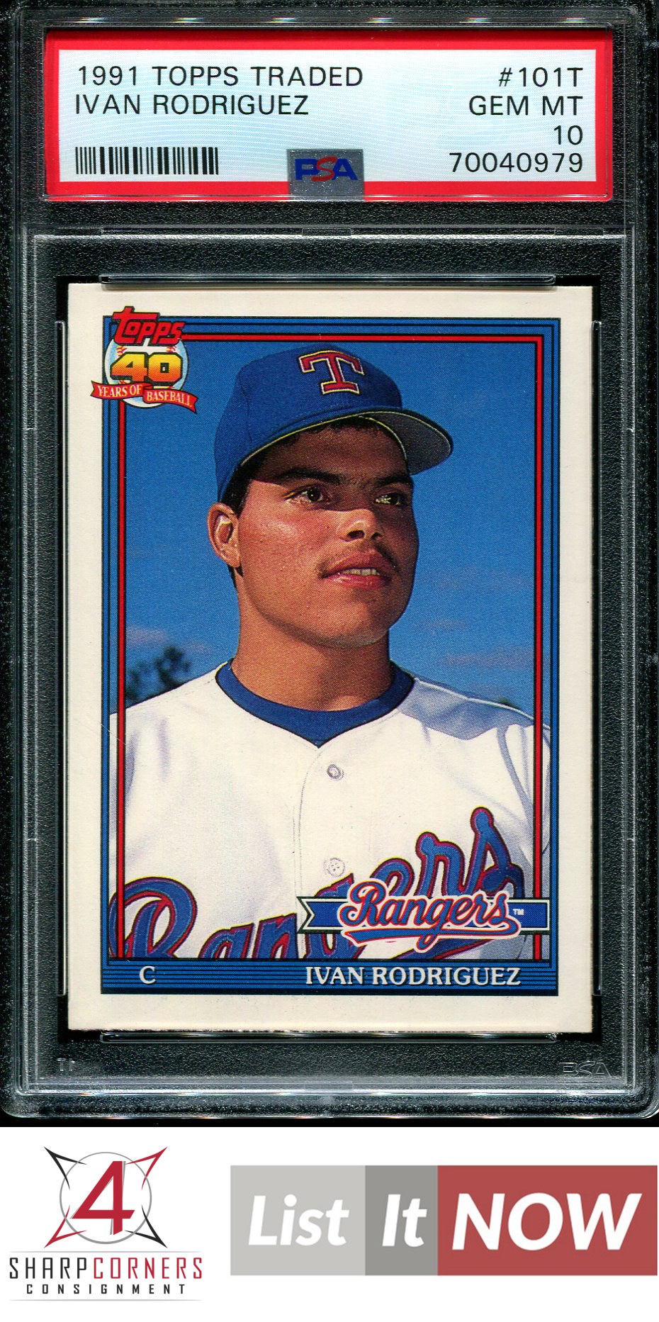 1991 TOPPS TRADED #101T IVAN RODRIGUEZ RC RANGERS HOF PSA 10 - Picture 21 of 42